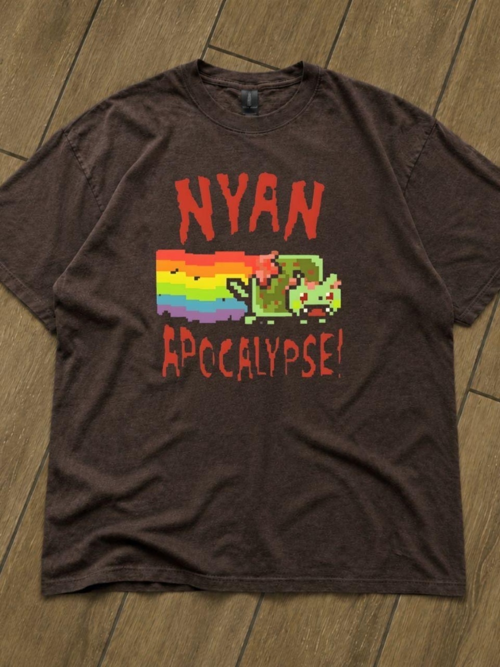 Gildan Brown Nyan Apocalypse Pixel Art Tee